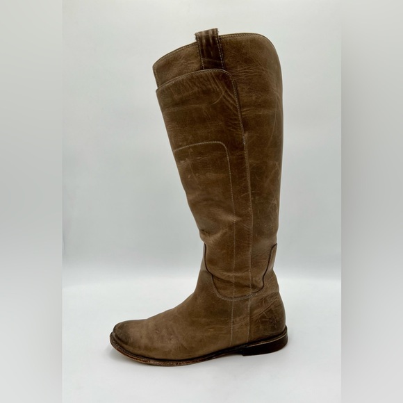 Frye “Paige” taupe tall motorcycle boots - Picture 3 of 8